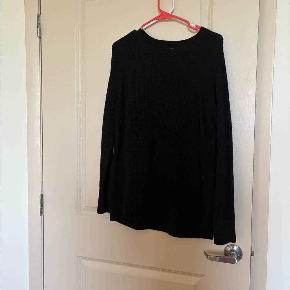 Classic Black Waffle Knit Sweater